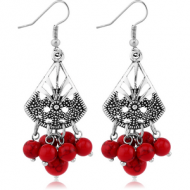 EARRINGS - FASHION DANGLING WITH CORAL