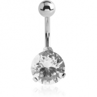 SURGICAL STEEL ROUND PRONG SET 10MM CZ JEWELLED NAVEL BANANA