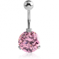 SURGICAL STEEL ROUND PRONG SET 12MM CZ JEWELLED NAVEL BANANA