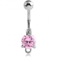 SURGICAL STEEL PRONG SET JEWELLED NAVEL BANANA WITH HOOP PIERCING