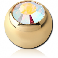 GOLD PVD 18K COATED SURGICAL STEEL SWAROVSKI CRYSTAL JEWELLED MICRO BALL PIERCING