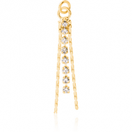 GOLD PVD COATED BRASS JEWELLED DANGLING CHARM