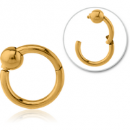 GOLD PVD COATED SURGICAL STEEL HINGED SEGMENT RING WITH BALL