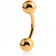 GOLD PVD COATED SURGICAL STEEL CURVED BARBELL PIERCING