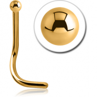 GOLD PLATED SURGICAL STEEL CURVED BALL NOSE STUD PIERCING