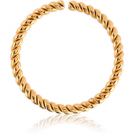GOLD PVD COATED SURGICAL STEEL SEAMLESS RING - TWIST PIERCING