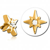 GOLD PVD COATED SURGICAL STEEL JEWELLED ATTACHMENT FOR 1.6MM INTERNALLY THREADED PINS PIERCING