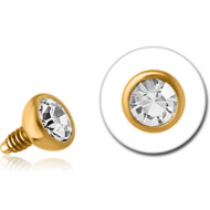 GOLD PVD COATED SURGICAL STEEL SWAROVSKI CRYSTAL JEWELLED BALL FOR 1.2MM INTERNALLY THREADED PINS