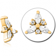 GOLD PVD COATED SURGICAL STEEL JEWELLED MICRO ATTACHMENT FOR 1.2MM INTERNALLY THREADED PINS