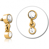 GOLD PVD COATED SURGICAL STEEL JEWELLED MICRO ATTACHMENT FOR 1.2MM INTERNALLY THREADED PINS PIERCING