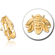 GOLD PVD COATED SURGICAL STEEL MICRO ATTACHMENT FOR 1.2MM INTERNALLY THREADED PINS - HONEY BEE