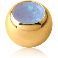 GOLD PVD COATED SURGICAL STEEL JEWELLED BALL WITH SYNTHETIC OPAL PIERCING