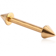 GOLD PVD COATED SURGICAL STEEL MICRO BARBELL WITH CONES