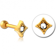 GOLD PVD COATED SURGICAL STEEL JEWELLED TRAGUS MICRO BARBELL - DIAMOND