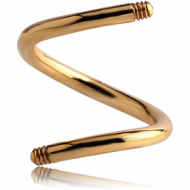 GOLD PVD COATED SURGICAL STEEL MICRO BODY SPIRAL PIN PIERCING