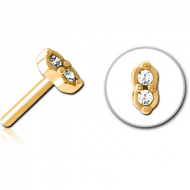 GOLD PVD COATED SURGICAL STEEL JEWELLED THREADLESS ATTACHMENT - TWO GEMS EYES
