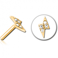 GOLD PVD COATED SURGICAL STEEL JEWELLED THREADLESS ATTACHMENT - THUNDER PIERCING