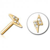 GOLD PVD COATED SURGICAL STEEL JEWELLED THREADLESS ATTACHMENT - THUNDER