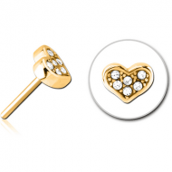 GOLD PVD COATED SURGICAL STEEL JEWELLED THREADLESS ATTACHMENT - HEART PIERCING