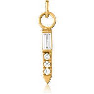 GOLD PVD COATED SURGICAL STEEL JEWELLED CHARM