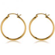 GOLD PVD COATED SURGICAL STEEL WIRE HOOP EARRINGS - ROUND