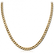GOLD PVD COATED STAINLESS STEEL FLAT CURB NECK CHAIN 40CMS