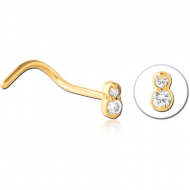 GOLD PVD COATED SURGICAL STEEL JEWELLED NOSE STUDS PIERCING