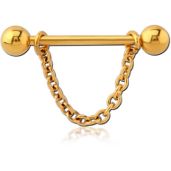 GOLD PVD COATED SURGICAL STEEL CHAIN NIPPLE SHIELD PIERCING