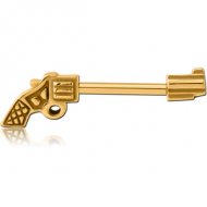 GOLD PVD COATED SURGICAL STEEL NIPPLE BAR - GUN