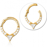 GOLD PVD COATED SURGICAL STEEL JEWELLED MULTI PURPOSE CLICKER PIERCING