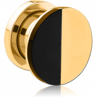 GOLD PVD COATED STAINLESS STEEL THREADED TUNNEL WITH SURGICAL STEEL TOP PIERCING