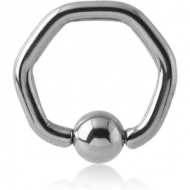 SURGICAL STEEL HEXAGON BALL CLOSURE RING PIERCING