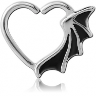 SURGICAL STEEL OPEN HEART SEAMLESS RING - BAT WING