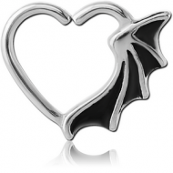 SURGICAL STEEL OPEN HEART SEAMLESS RING - BAT WING PIERCING