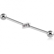 SURGICAL STEEL JEWELLED INDUSTRIAL BARBELL PIERCING