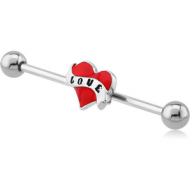 SURGICAL STEEL LOVE INDUSTRIAL BARBELL PIERCING