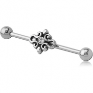 SURGICAL STEEL INDUSTRIAL BARBELL WITH ADJUSTABLE SLIDING CHARM PIERCING