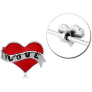 SURGICAL STEEL ADJUSTABLE SLIDING CHARM FOR INDUSTRIAL BARBELL - LOVE PIERCING