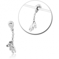 SURGICAL STEEL ADJUSTABLE SLIDING CHARM FOR INDUSTRIAL BARBELL - BEAR PIERCING