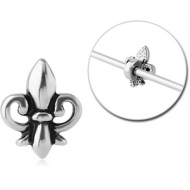 SURGICAL STEEL ADJUSTABLE SLIDING CHARM FOR INDUSTRIAL BARBELL - FLEUR DE LIS PIERCING