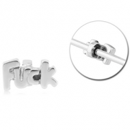 SURGICAL STEEL ADJUSTABLE SLIDING CHARM FOR INDUSTRIAL BARBELL - FUCK