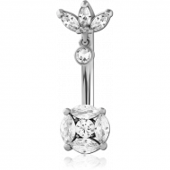 SURGICAL STEEL INTERNALLY THREADED DOUBLE JEWELLED NAVEL BANANA