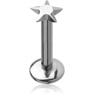 SURGICAL STEEL INTERNALLY THREADED LABRET WITH STAR PIERCING