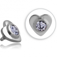 SURGICAL STEEL SWAROVSKI CRYSTAL JEWELLED HEART FOR 1.2MM INTERNALLY THREADED PINS PIERCING