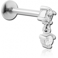 SURGICAL STEEL INTERNALLY THREADED JEWELLED MICRO LABRET PIERCING