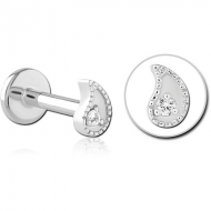 SURGICAL STEEL INTERNALLY THREADED JEWELLED MICRO LABRET PIERCING