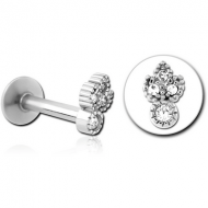 SURGICAL STEEL INTERNALLY THREADED JEWELLED MICRO LABRET