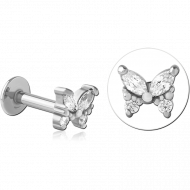 SURGICAL STEEL INTERNALLY THREADED JEWELLED MICRO LABRET