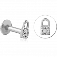 SURGICAL STEEL INTERNALLY THREADED JEWELLED MICRO LABRET