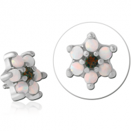SURGICAL STEEL SYNTHETIC OPAL ATTACHMENT FOR 1.2MM INTERNALLY THREADED PINS - FLOWER